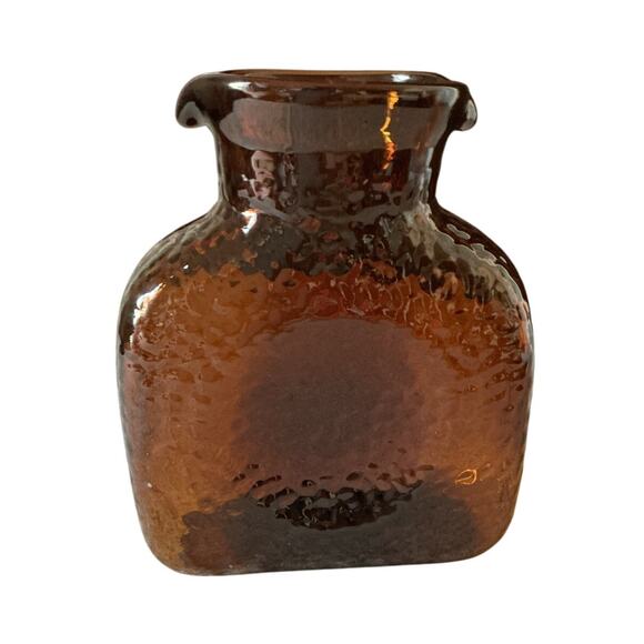 Double Spouted Water Carafe Brown with Dimpled Glass Wonderful Condition - Picture 1 of 5
